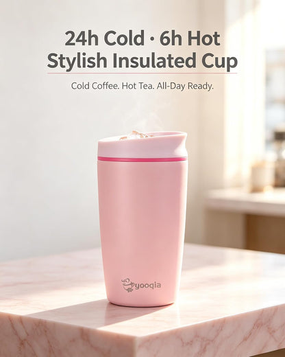 Insulated Travel Coffee Tumbler, Stainless Steel, Leak Proof, BPA Free, 12 oz (black)