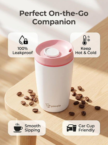 Insulated Travel Coffee Tumbler, Stainless Steel, Leak Proof, BPA Free, 12 oz (black)