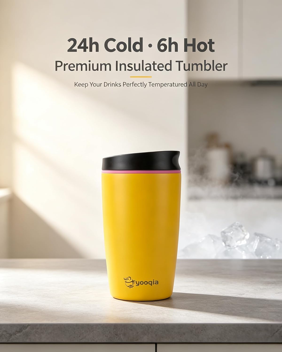 Insulated Travel Coffee Tumbler, Stainless Steel, Leak Proof, BPA Free, 12 oz (black)