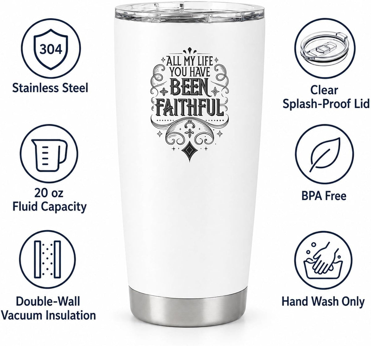 All My Life You Have Been Faithful White 20oz Tumbler