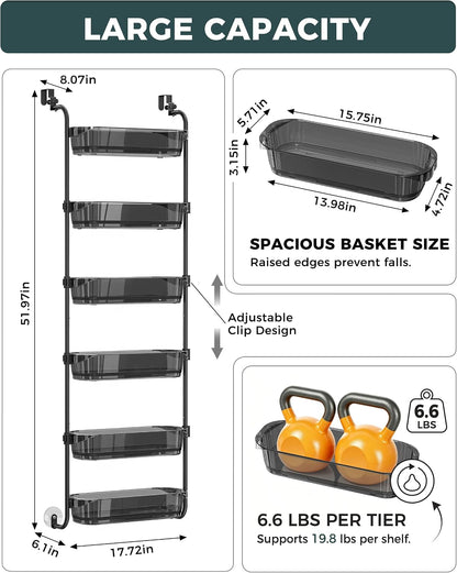 Over the Door Organizer, 6-Tier Hanging Door Organizer White