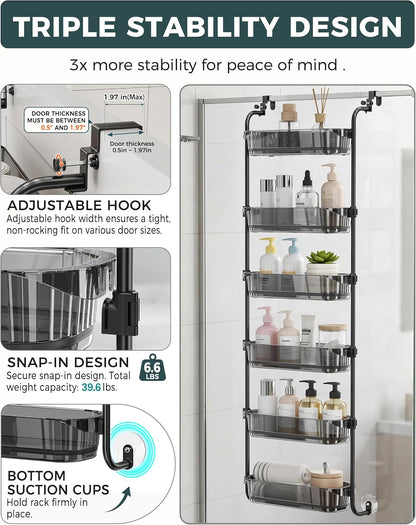 Over the Door Organizer, 6-Tier Hanging Door Organizer White