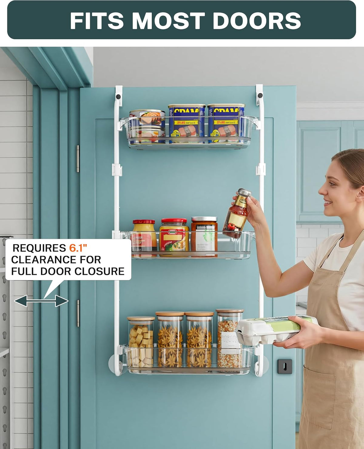 Over the Door Organizer, 6-Tier Hanging Door Organizer White