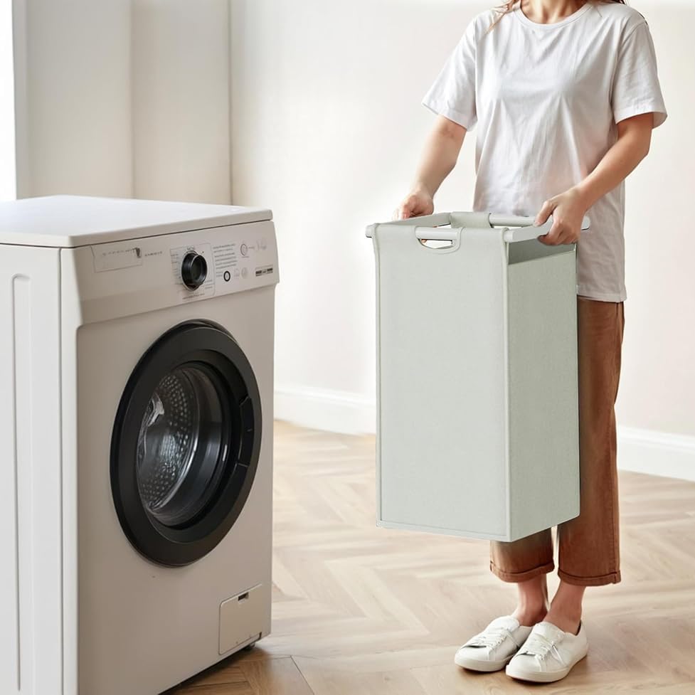 Laundry Hamper with Shelf, Laundry Basket 4 Section, Laundry Sorter with Pull-Out Removable Large Bags and Movable Wheels, Metal Frame, 4 x 15.87 Gallons (60L), Black and Gray PF07XLB