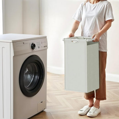 Laundry Hamper with Shelf, Laundry Basket 4 Section, Laundry Sorter with Pull-Out Removable Large Bags and Movable Wheels, Metal Frame, 4 x 15.87 Gallons (60L), Black and Gray PF07XLB