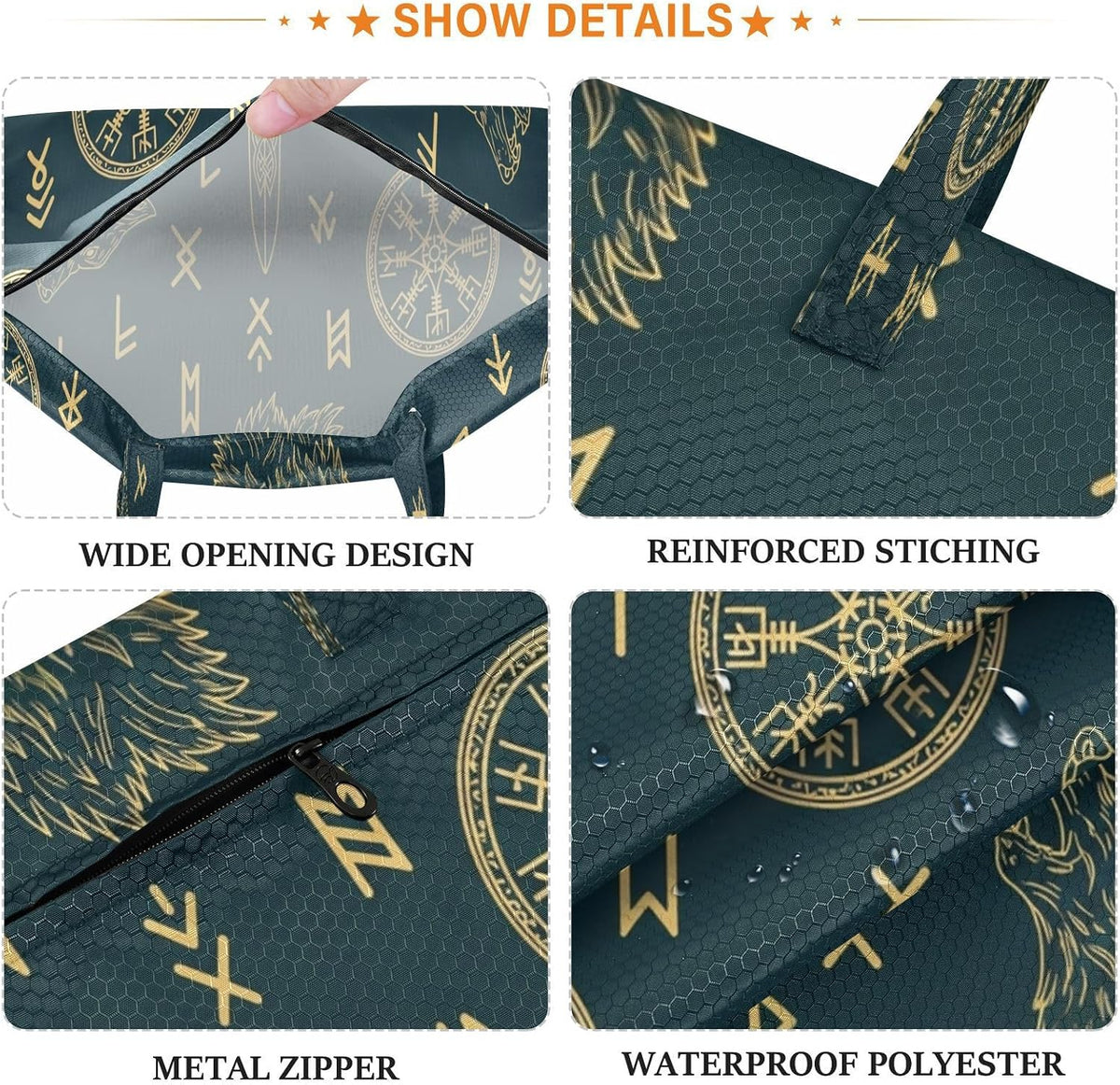 Wolf Teal Waterproof Travel Laundry Bag Washable 2-Pack