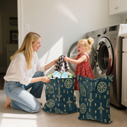 Wolf Teal Waterproof Travel Laundry Bag Washable 2-Pack
