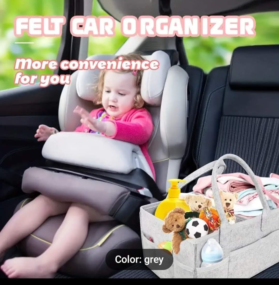 Everyday Baby Diaper Caddy organizer -Thick Heavy Duty Portable Nursery Storage Bin and Car Caddy Organizer - Felt Baby Diaper Bag for Storage with Handle –New Born Essentials Baby Gifts
