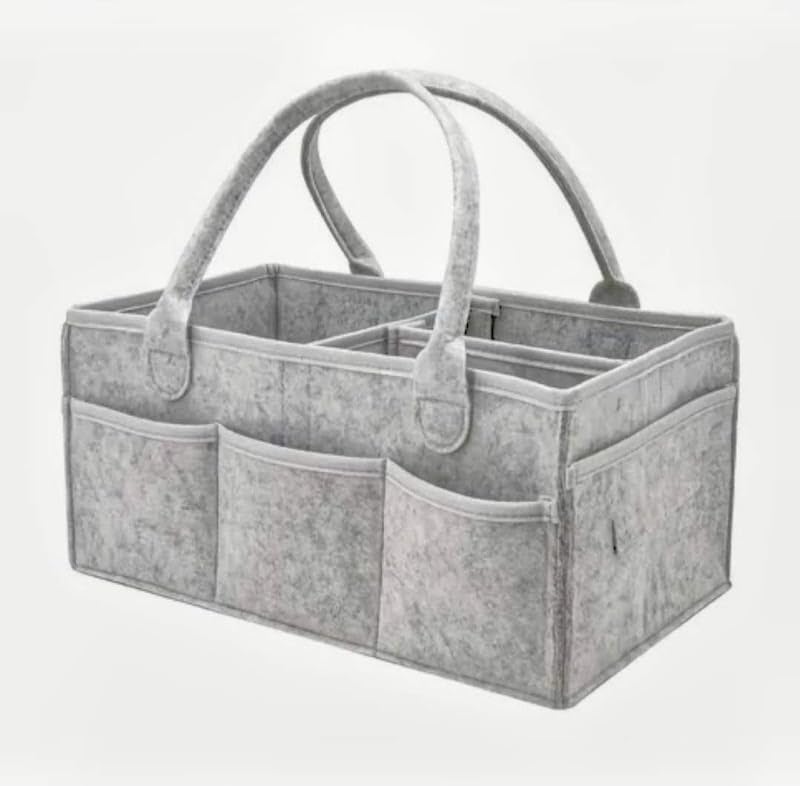 Everyday Baby Diaper Caddy organizer -Thick Heavy Duty Portable Nursery Storage Bin and Car Caddy Organizer - Felt Baby Diaper Bag for Storage with Handle –New Born Essentials Baby Gifts