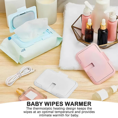 Baby Wipes Warmer Portable Baby Wet Wipes Dispenser Fast Heating Wipes Warmer for Home Car Travel （Blue）