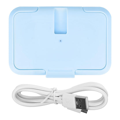Baby Wipes Warmer Portable Baby Wet Wipes Dispenser Fast Heating Wipes Warmer for Home Car Travel （Blue）