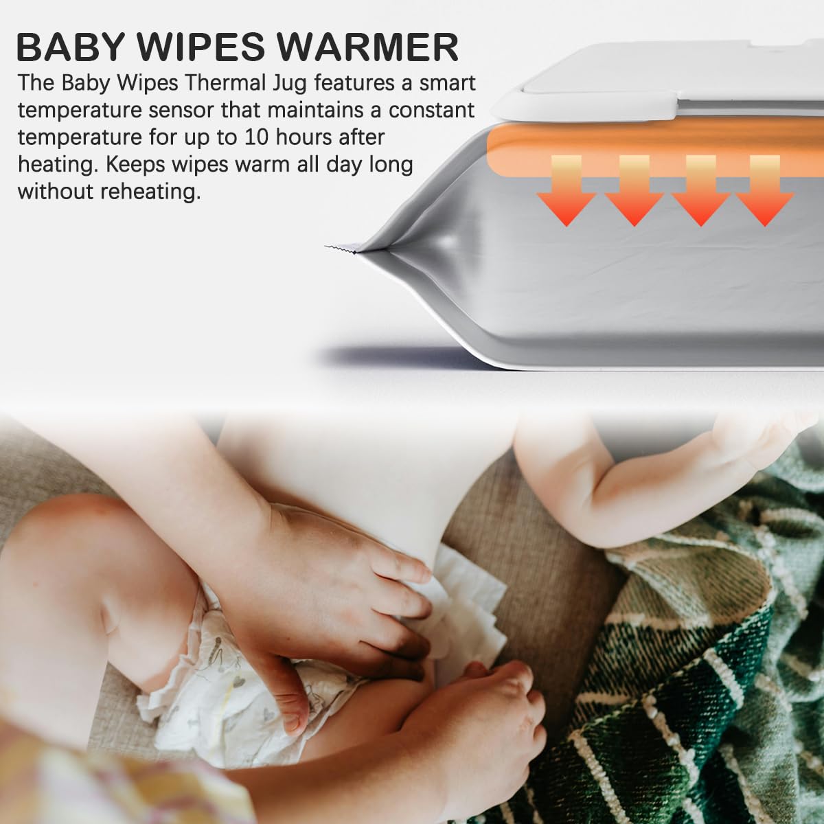 Baby Wipes Warmer Portable Baby Wet Wipes Dispenser Fast Heating Wipes Warmer for Home Car Travel （Blue）