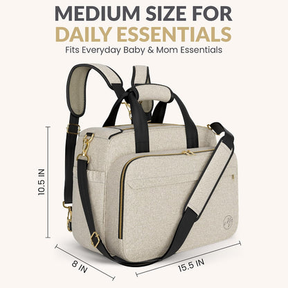 4 in 1 Convertible Baby Diaper Bag – Converts from Tote to Backpack, Stroller & Crossbody Diaper Bag – Gray Baby Travel Bag – Gift for Moms