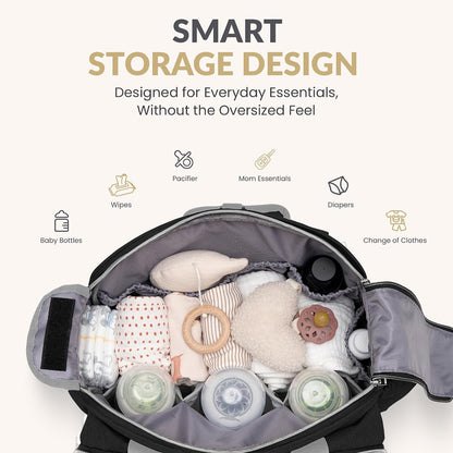 4 in 1 Convertible Baby Diaper Bag – Converts from Tote to Backpack, Stroller & Crossbody Diaper Bag – Gray Baby Travel Bag – Gift for Moms