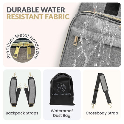 4 in 1 Convertible Baby Diaper Bag – Converts from Tote to Backpack, Stroller & Crossbody Diaper Bag – Gray Baby Travel Bag – Gift for Moms