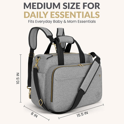 4 in 1 Convertible Baby Diaper Bag – Converts from Tote to Backpack, Stroller & Crossbody Diaper Bag – Gray Baby Travel Bag – Gift for Moms