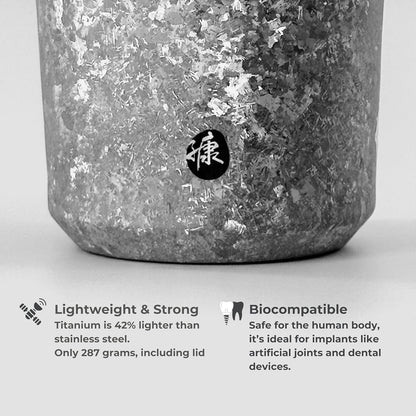 KOYASU Ti-Zen Titanium Travel Coffee Mug - 12oz Ultralight Insulated Tumbler - Leakproof Commuter Cup for Men & Office Desk Accessory - Minimalist Portable Tea Flask for Travel & Car- Indigo Blue