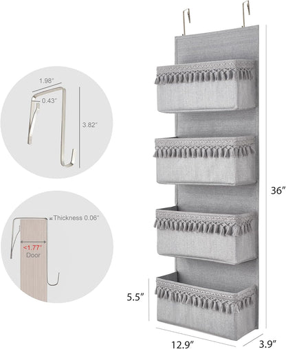 Over The Door Organizer 5 Pockets Hanging Behind Door Storage, White