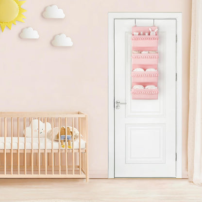 Over The Door Organizer 5 Pockets Hanging Behind Door Storage, White