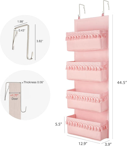 Over The Door Organizer 5 Pockets Hanging Behind Door Storage, White