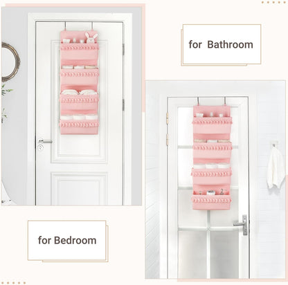 Over The Door Organizer 5 Pockets Hanging Behind Door Storage, White