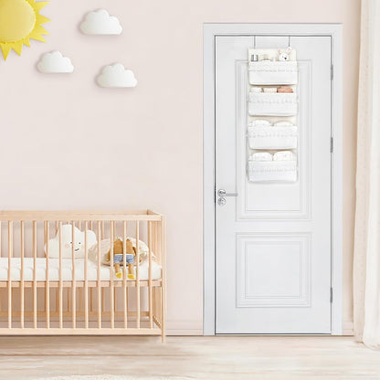 Over The Door Organizer 5 Pockets Hanging Behind Door Storage, White