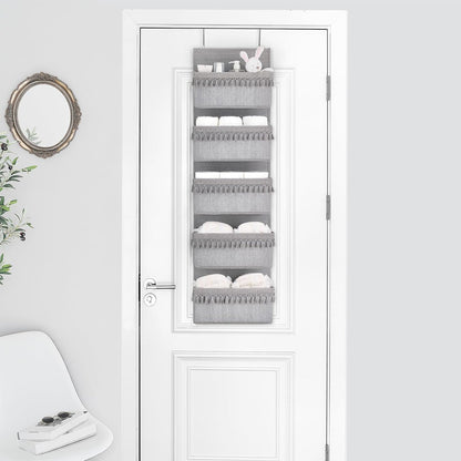 Over The Door Organizer 5 Pockets Hanging Behind Door Storage, White