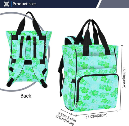 Diaper Bag Backpack, Multifunction Travel Bag for Moms Dads, Baby Changing Bag with Insulted Pockets, Stroller Straps and Side Bottle Pockets Green Floral Pattern