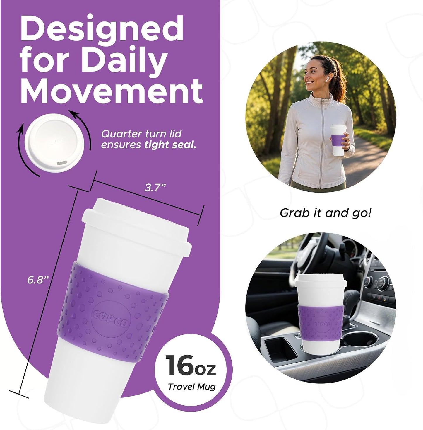 Acadia Travel Mug, 16 Ounce, Plum