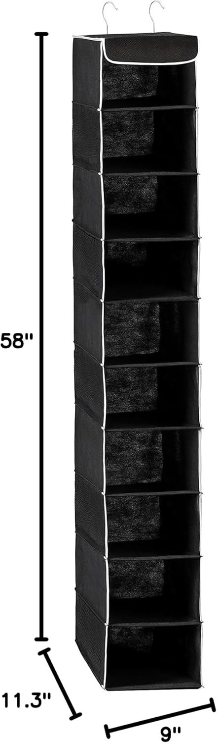 Hanging Closet Organizer, 5-Shelf - Hanging Storage Organizer Shelves for Clothes, Towels, Toys - College Dorm Room, Nursery, & Home Closet