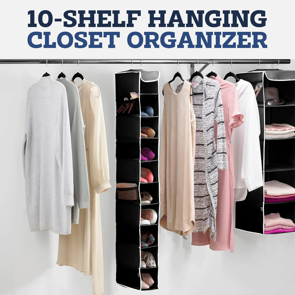 Hanging Closet Organizer, 5-Shelf - Hanging Storage Organizer Shelves for Clothes, Towels, Toys - College Dorm Room, Nursery, & Home Closet