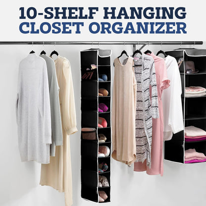 Hanging Closet Organizer, 5-Shelf - Hanging Storage Organizer Shelves for Clothes, Towels, Toys - College Dorm Room, Nursery, & Home Closet