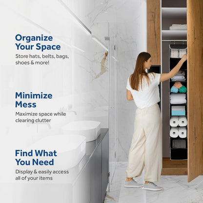 Hanging Closet Organizer, 5-Shelf - Hanging Storage Organizer Shelves for Clothes, Towels, Toys - College Dorm Room, Nursery, & Home Closet