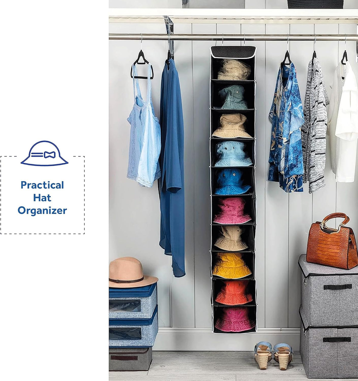 Hanging Closet Organizer, 5-Shelf - Hanging Storage Organizer Shelves for Clothes, Towels, Toys - College Dorm Room, Nursery, & Home Closet