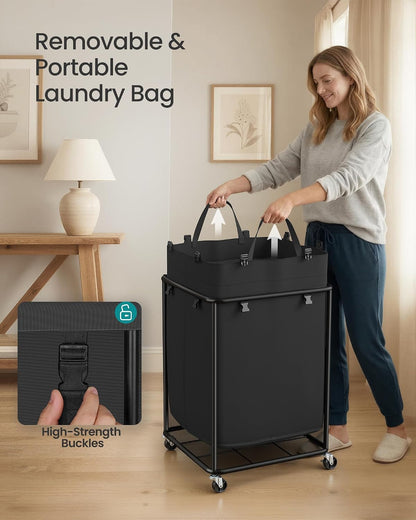 SONGMICS Laundry Basket with Wheels, Removable Liner Bag, 45 Gallon (170 L)