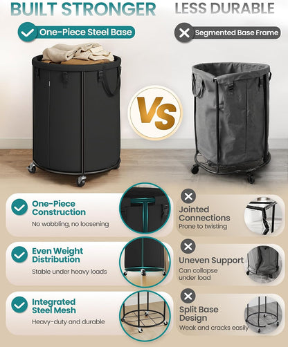 SONGMICS Laundry Basket with Wheels, Removable Liner Bag, 45 Gallon (170 L)