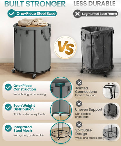 SONGMICS Laundry Basket with Wheels, Removable Liner Bag, 45 Gallon (170 L)