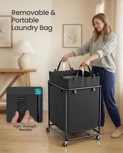 SONGMICS Laundry Basket with Wheels, Removable Liner Bag, 45 Gallon (170 L)