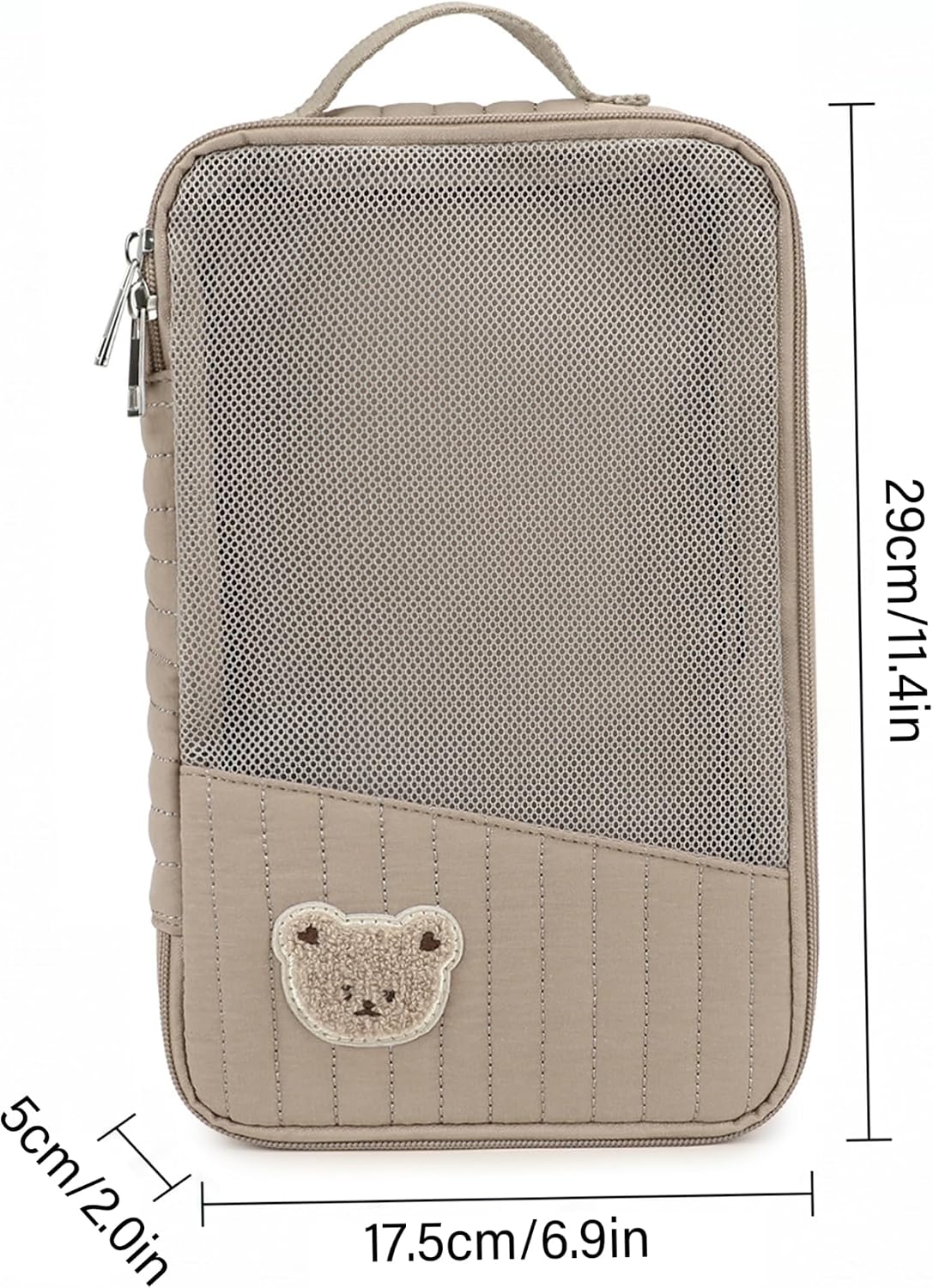 Diaper Bag Organizers, Brown Bear Diaper Bag Organizer Pouch - Portable Pouch With Quilted Mesh, Travel Storage For Baby Essentials & Toiletries