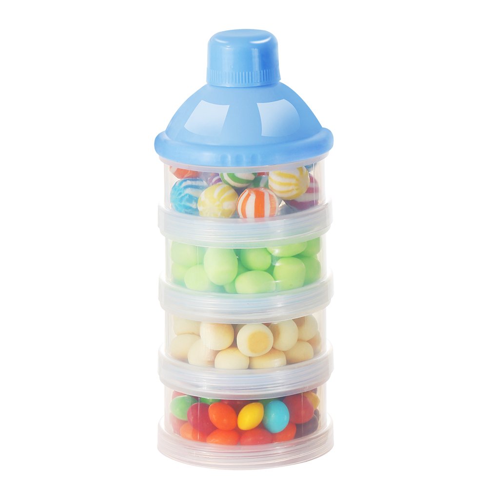 Formula Dispenser On The Go, 4 Compartments Stackable Formula Container for Travel, Baby Milk Powder Kids Snack Container, BPA Free ﻿