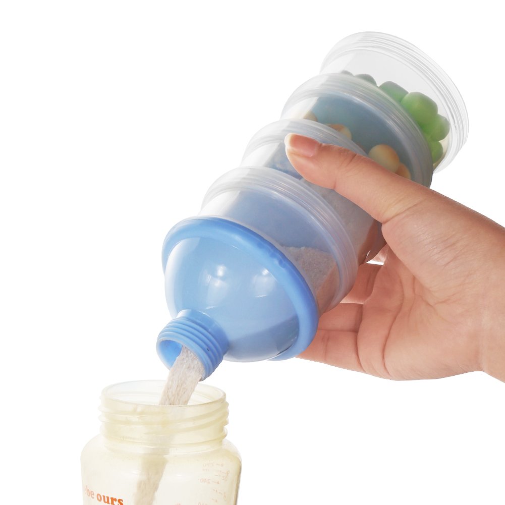 Formula Dispenser On The Go, 4 Compartments Stackable Formula Container for Travel, Baby Milk Powder Kids Snack Container, BPA Free ﻿