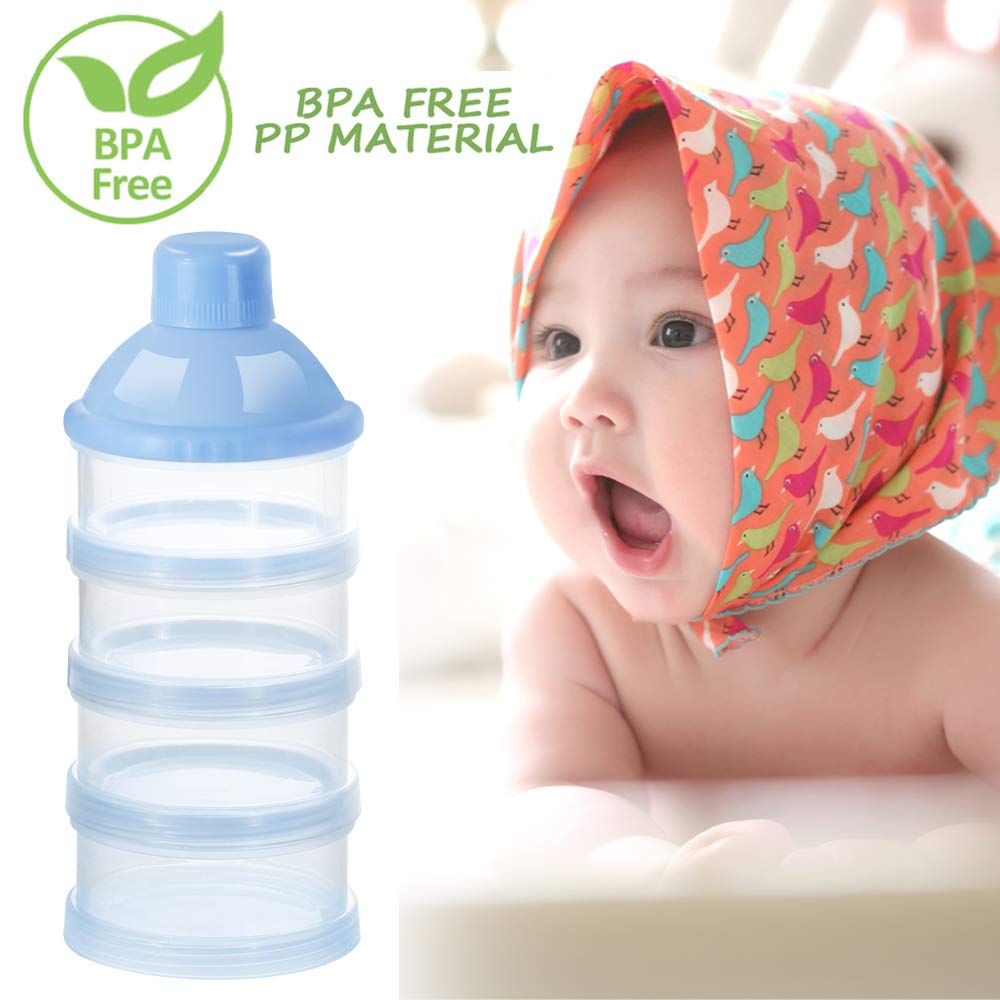 Formula Dispenser On The Go, 4 Compartments Stackable Formula Container for Travel, Baby Milk Powder Kids Snack Container, BPA Free ﻿