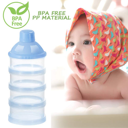 Formula Dispenser On The Go, 4 Compartments Stackable Formula Container for Travel, Baby Milk Powder Kids Snack Container, BPA Free ﻿