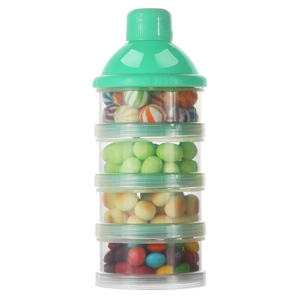 Formula Dispenser On The Go, 4 Compartments Stackable Formula Container for Travel, Baby Milk Powder Kids Snack Container, BPA Free ﻿