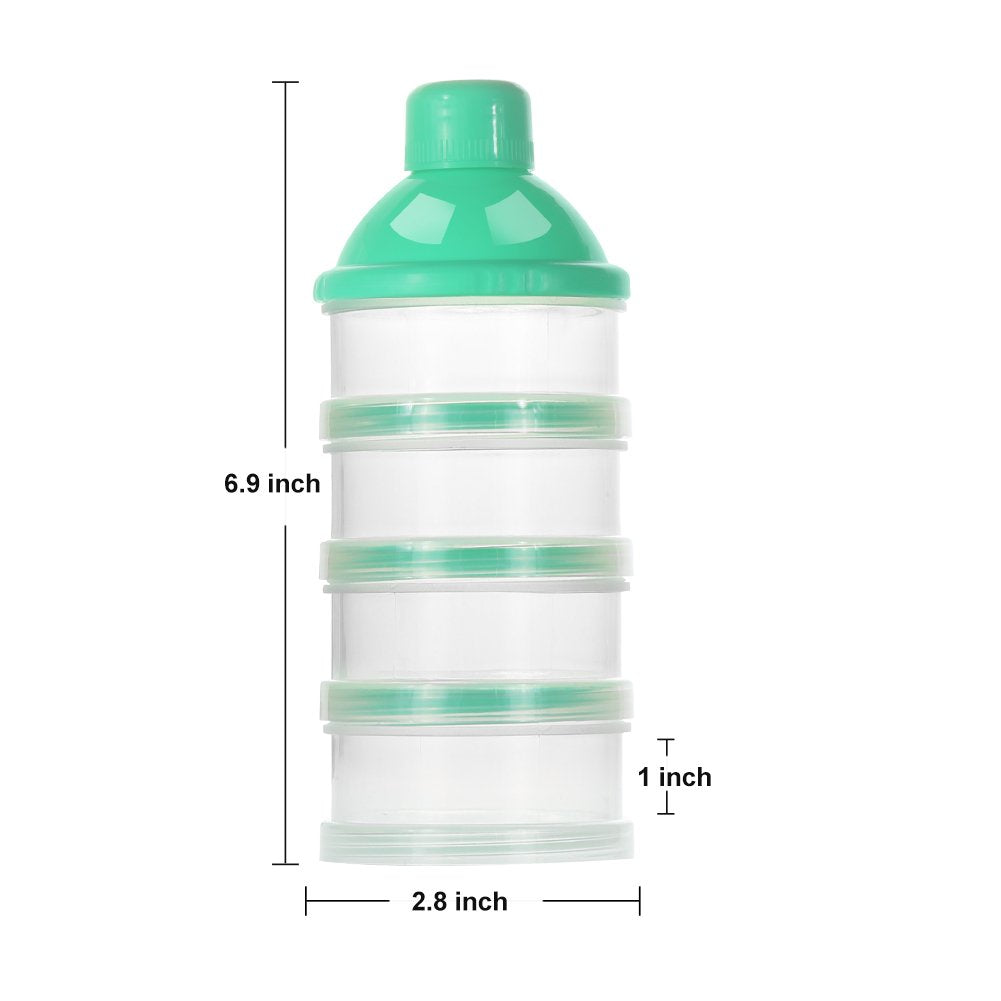 Formula Dispenser On The Go, 4 Compartments Stackable Formula Container for Travel, Baby Milk Powder Kids Snack Container, BPA Free ﻿