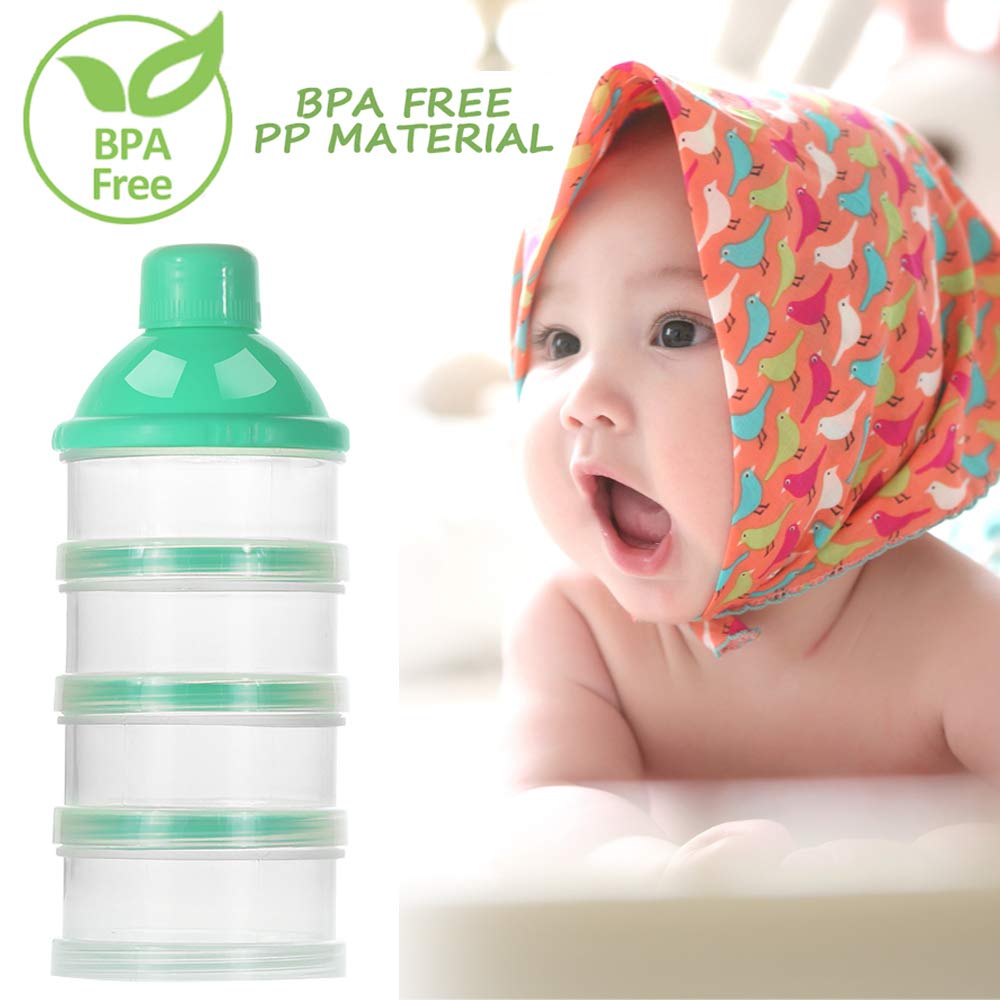 Formula Dispenser On The Go, 4 Compartments Stackable Formula Container for Travel, Baby Milk Powder Kids Snack Container, BPA Free ﻿