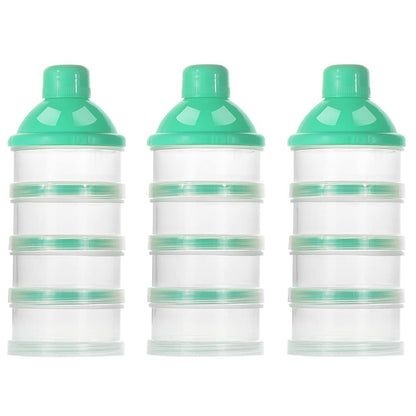 Formula Dispenser On The Go, 4 Compartments Stackable Formula Container for Travel, Baby Milk Powder Kids Snack Container, BPA Free ﻿