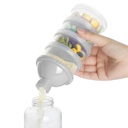 Formula Dispenser On The Go, 4 Compartments Stackable Formula Container for Travel, Baby Milk Powder Kids Snack Container, BPA Free ﻿