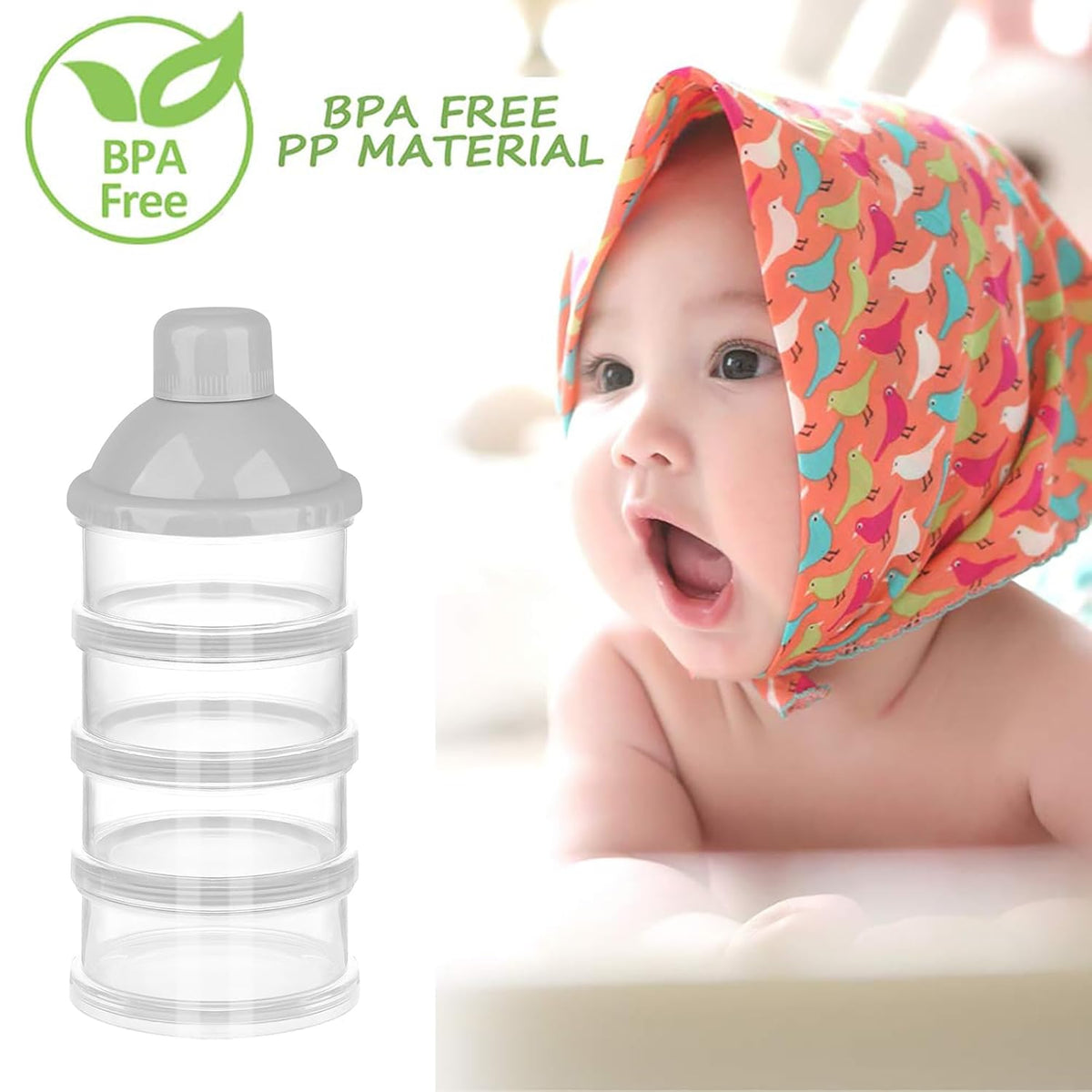 Formula Dispenser On The Go, 4 Compartments Stackable Formula Container for Travel, Baby Milk Powder Kids Snack Container, BPA Free ﻿