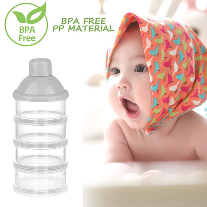Formula Dispenser On The Go, 4 Compartments Stackable Formula Container for Travel, Baby Milk Powder Kids Snack Container, BPA Free ﻿